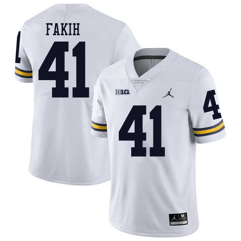 Jordan Brand Men #41 Adam Fakih Michigan Wolverines College Football Jerseys Sale-White